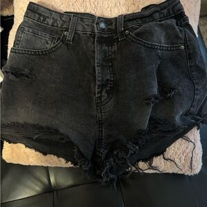 Wild Fable Black Distressed High-Waisted Jean Shorts
